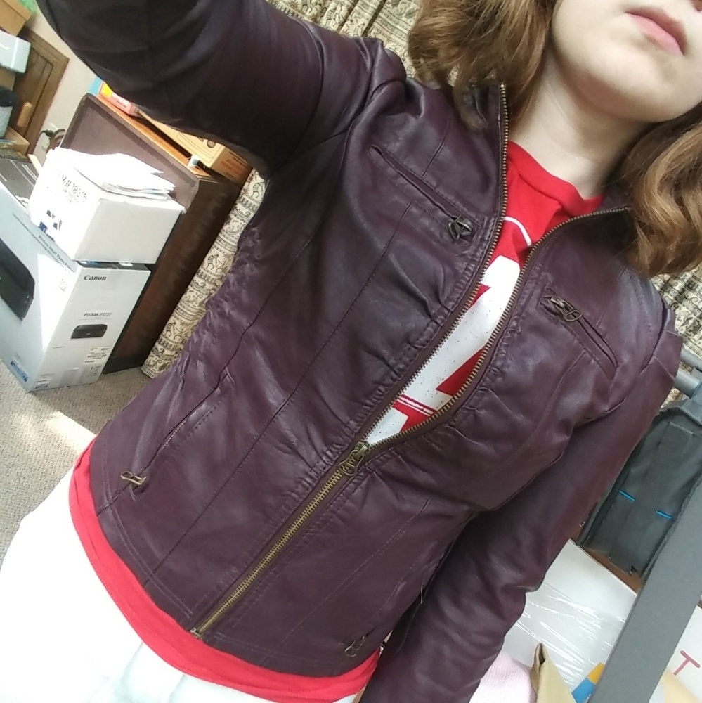 Plum Moto Jacket Faux Leather